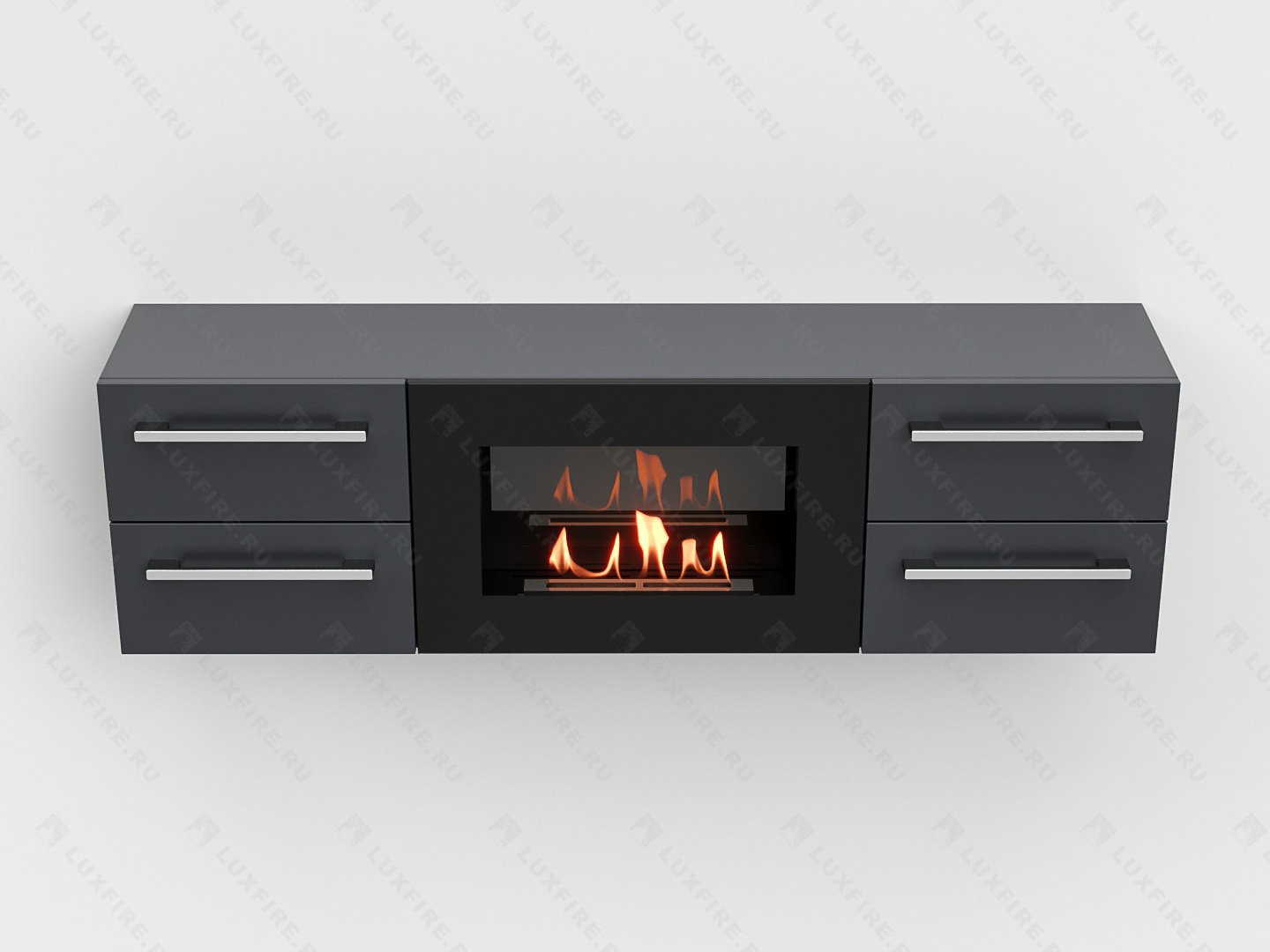 Тумба ТВ Lux Fire "Нева" настенная 1400 матовая, графит,с биокамином 600 по цене 83 670 руб.