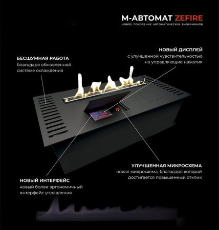 Автоматический биокамин ZeFire M 900 шлифованный с ДУ по цене 333 000 руб.